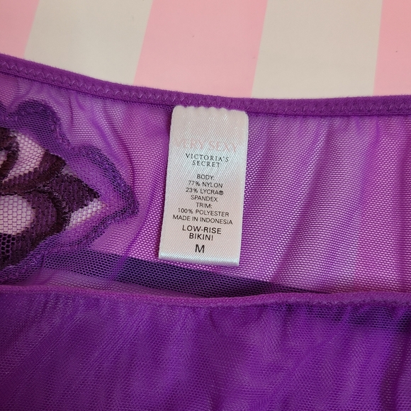 Rare VTG VS Very Sexy Double Strap Mesh String Bikini Panty Size M Purple - Picture 5 of 6
